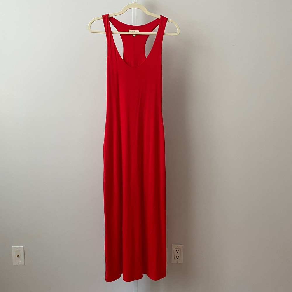 See You Monday Relaxed Beachy Clean Minimalist Racerback Maxi Dress S Red
